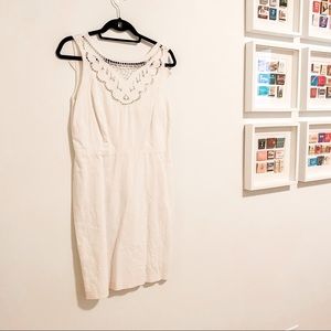 LOFT White Linen Dress with Beautiful Detail